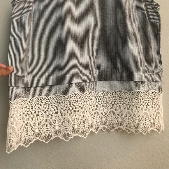 SOLD* RAG & BONE chambray striped tank with lace - Picture 2 of 8